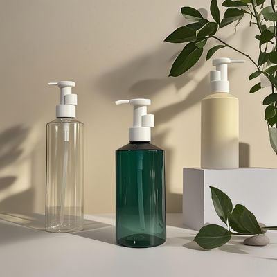 কসমেটিক প্যাকেজিংয়ের জন্য কাস্টমাইজযোগ্য লোগো প্রিন্ট সহ 300ml-500ml PET সিলিন্ডার-আকৃতির লোশন পাম্প বোতল