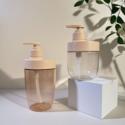 400ml 500ml প্রয়োজনীয় তেল, শ্যাম্পু এবং লোশনের জন্য প্রেস পাম্প সহ PET প্লাস্টিক কসমেটিক বোতল