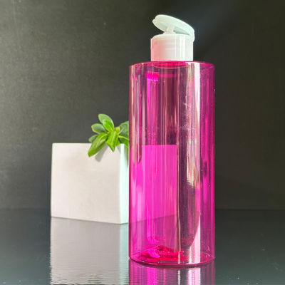 কাস্টম সাপ্লাই রেড ক্লিয়ার পিইটি প্লাস্টিকের লোশন বোতল প্রেস ডিস্ক ক্যাপ এবং 300/400/500ml ক্যাপাসিটি সহ