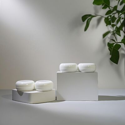 ক্রিম লোশন পণ্যের জন্য ২০ মিলি ৪০ মিলি প্লাস্টিক ফ্ল্যাট গোলাকার কসমেটিক ক্রিম জার