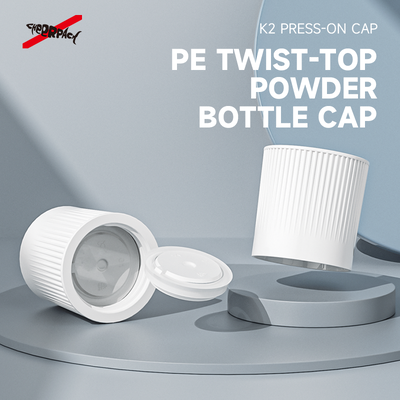 K2 Press on Water Powder Separation Cap PE Twist Top Powder Bottle Lid for Solid Drink & Energy Supplement